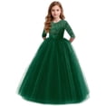 thumbnail image 2 of HXWCHs Robe en Denim Élégante pour Filles Robe de Soirée Formelle avec Dentelle Florale et Nœud pour Vert Foncé 9-10 Ans, 2 of 7