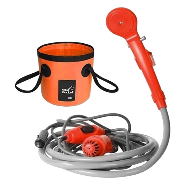 S SERENABLE Seau Pliable avec Pompe pour Douche Extérieure, 5 Gallons Pliable Portable Orange