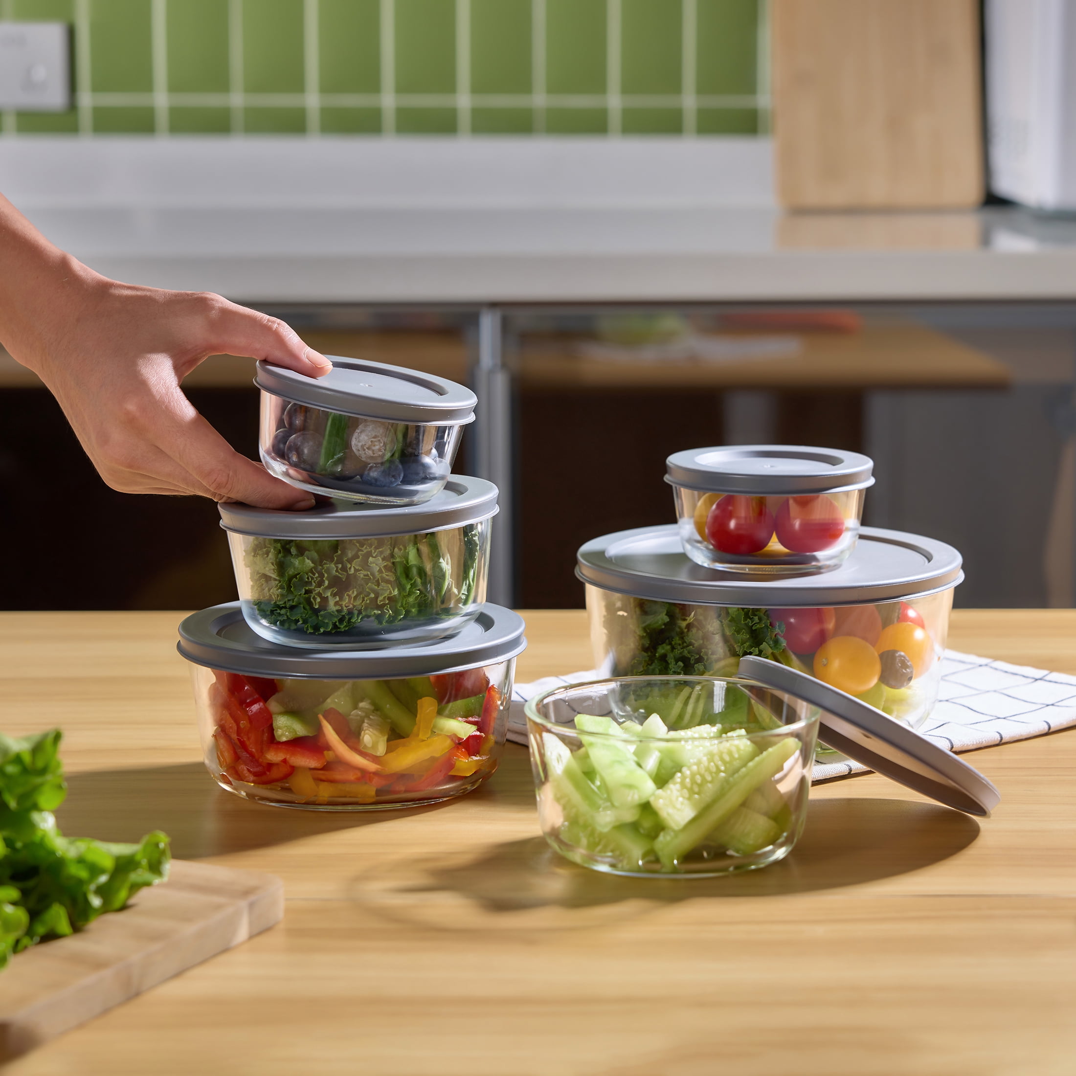 Mainstays 6 pcs Set Round Glass Food Storage Container