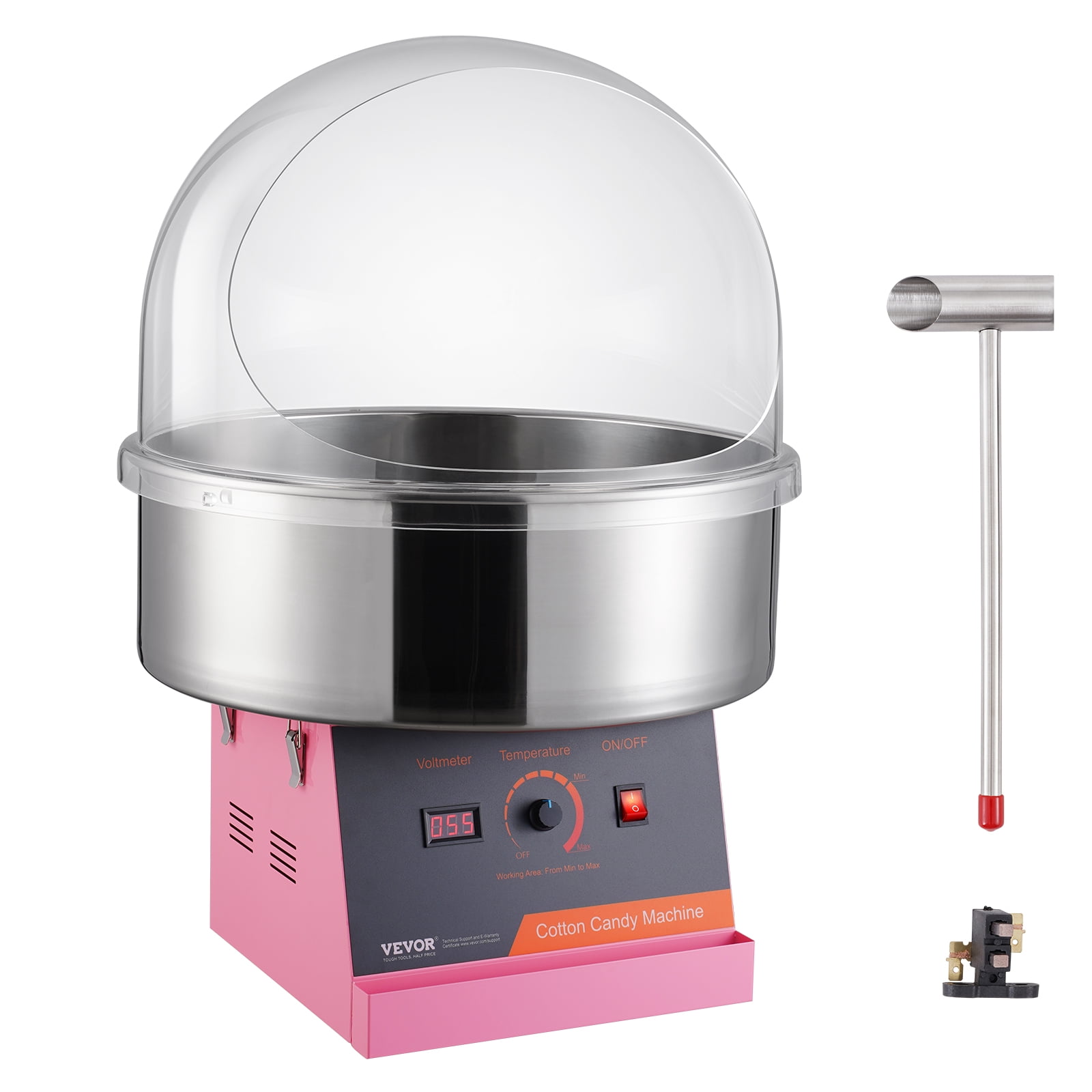 VEVOR Commercial Cotton Candy Machine Sugar Floss Maker 1000W with Cover Pink