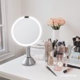 thumbnail image 4 of Simplehuman 8" Round Sensor Makeup Mirror with Touch-Control Dual Light Settings, 5x Magnification, Rechargeable and Cordless, Brushed Stainless Steel, 4 of 10