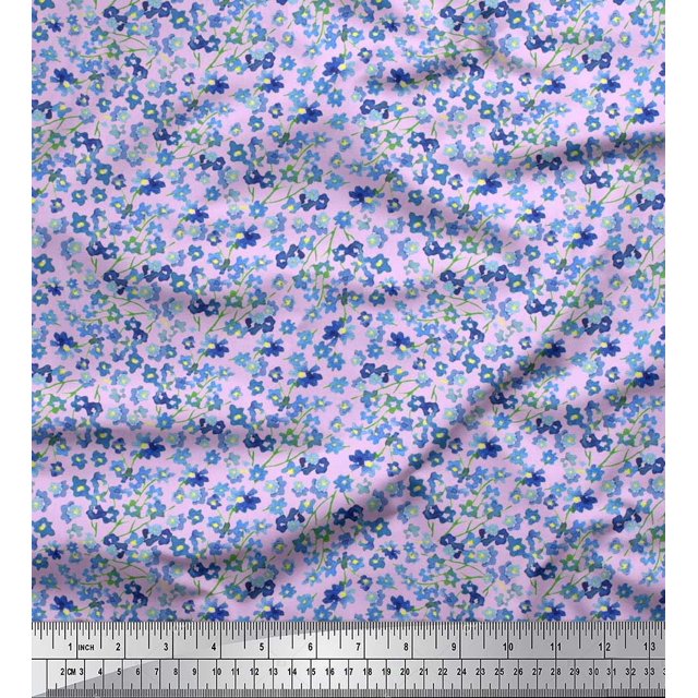 Soimoi Modal Satin Fabric Flower Watercolor Print Fabric by The Yard 42 Inch Wide