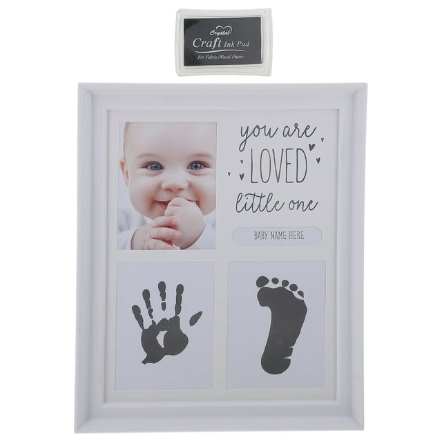 JUNWELL Photo Frame 3-Opening 27” x 23”cm White Finish Baby Handprint & Footprint Frame with Inkpad