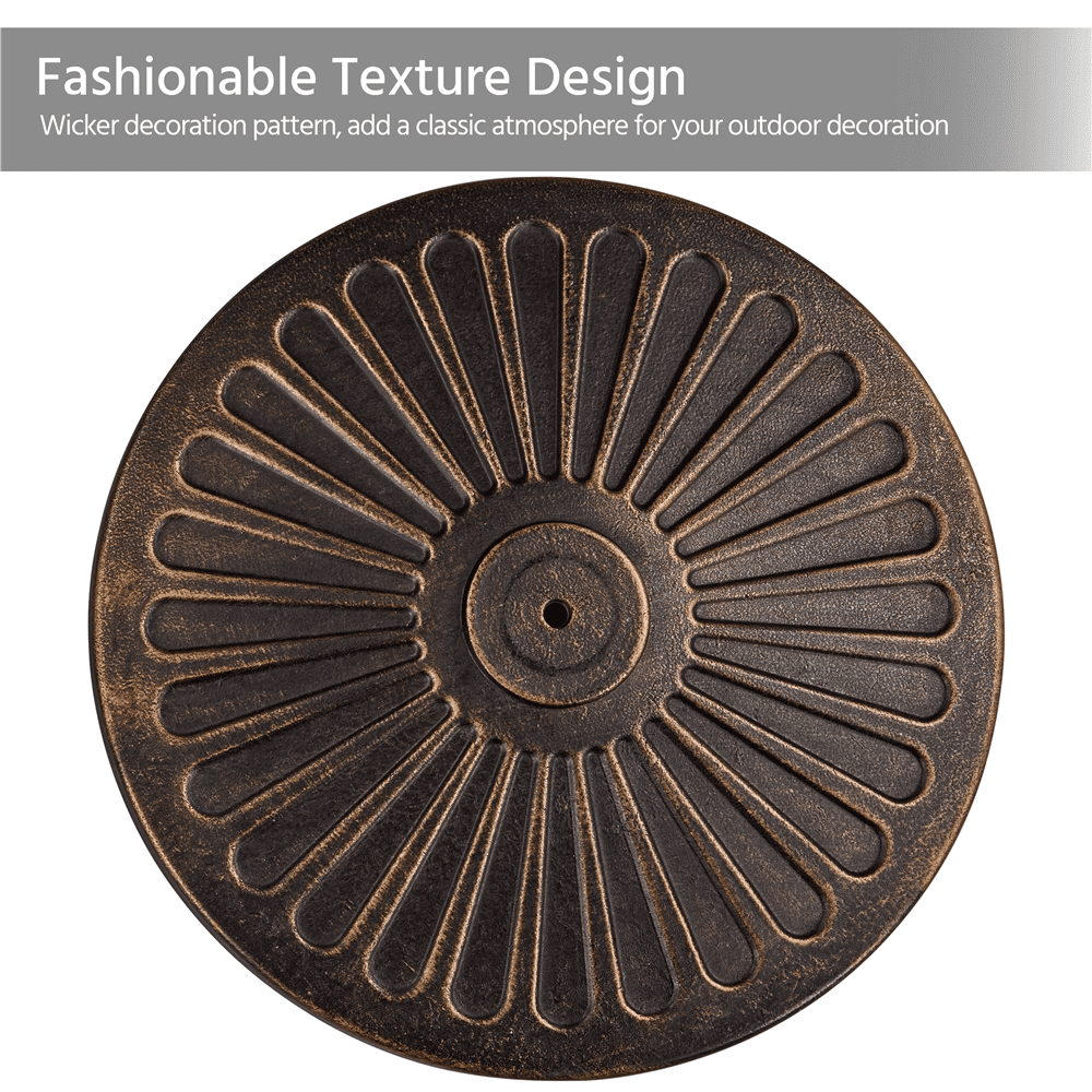 FullFurnique Pied de Parasol de Terrasse 10,1 kg, Résine Robuste Ronde, Bronze
