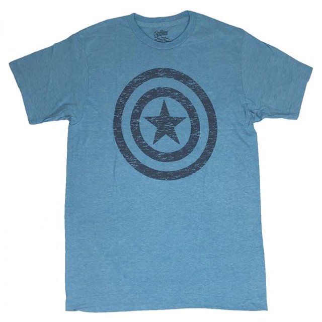 Captain America 806988-M Captain America Distressed Shield Blue T-Shirt - Medium