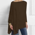 thumbnail image 2 of IROINID Reduced Womens Plus Size Tops Lounge Plus Size Round Neck Solid Long Sleeve Irregular Sweatshirt Loose Print Pullover Tops Blouse,Coffee, 2 of 7