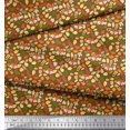 thumbnail image 2 of Soimoi Moss Georgette Fabric Leaves & Fox Face Cartoon Print Fabric by Yard 42 Inch Wide, 2 of 3