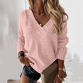 thumbnail image 2 of Kcodviy Chandails de Plage Décontractés Amples Unis pour Femmes Couleur Manches Longues Chandails en V pour Femmes Plus Chandail à Col Rond, 2 of 5