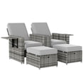 thumbnail image 1 of Outsunny Chaise Longue de Patio avec Table de Rangement et Ottomans, Sofa Inclinable, Gris, 1 of 10