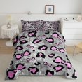 thumbnail image 1 of Erosebridal Pink Bowknot Bedding King Comforter Set, Kawaii Leopard Print Down Comforter, Princess Room Decor, Ultra Soft 3pcs, 1 of 7