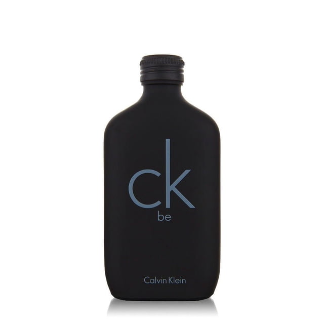 Calvin Klein Ck Be Eau De Toilette Spray 50 ml in a matte black rectangular bottle with rounded edges and black screw cap, featuring light blue 'ck be' and 'Calvin Klein' branding, a floral woody musk fragrance for women suitable for daily wear.