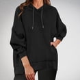 thumbnail image 2 of Pisexur Womens Hoodies Solid Color Hooded Sweatshirt Casual Drawstring Oversized Hoodie Fashion Loose Ribbed Fall Tops Pullover Tops with Pocket, 2 of 7