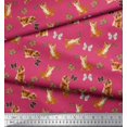 thumbnail image 2 of Soimoi Pink Moss Georgette Fabric Insect & Cat Animal Print Fabric by The Yard 42 Inch Wide, 2 of 3