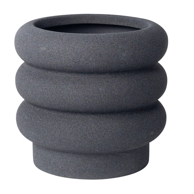 Better Homes & Gardens 6" Ceramic Bubble Planter Pot-Black with a matte black ceramic finish and unique 3-ring bubble silhouette, designed for indoor plants without drainage holes, often used for succulents or small greenery.