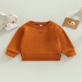 thumbnail image 4 of MesaSe Bébé Garçon Fille Solide Coton Pull-Over Col Rond Manches Longues T-Shirt Tops Printemps Vêtements d'Automne Brun 2-3 Ans, 4 of 7