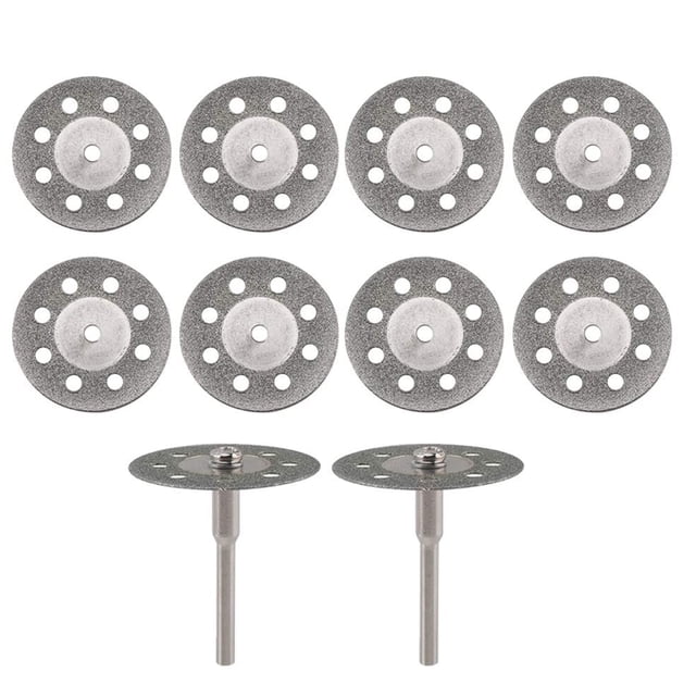 10 Pcs Roues de Coupe Diamant 22mm Disque de Coupe avec 2 Pcs Mandrins 3mm Remplacement pour