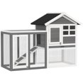 thumbnail image 1 of PawHut 49" Wooden Rabbit Hutch with Screened Run, Grey, 1 of 10
