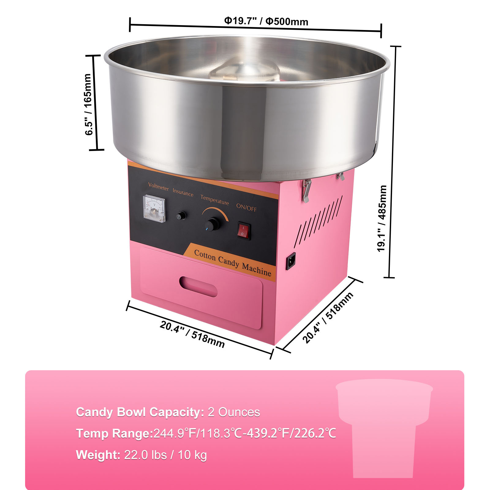 キッチン家電 COTTON  CANDY MAKER KFFKFF Electric Cotton Candy Maker, 1000W for Making Candy Floss
