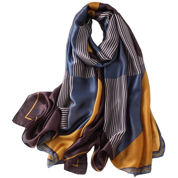 Women Silk Scarves Long Satin Lightweight Outdoor Shawl Wraps Printed Head Scarf