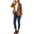 thumbnail image 2 of INSPIRE CHIC Blazer à Col Drapé en Faux Suède pour Femme, Manches Longues, Ouvert à l'Avant, Veste TP Brun, 2 of 7