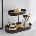 thumbnail image 4 of Leather Iron Black Perfume Tray-Perfume Stand Organizer for Dresser,Double Black Cosmetic Perfume Storage Rack, 4 of 6
