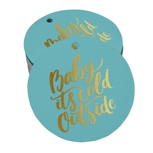 Inkdotpot Étiquettes en Vraie Feuille d'Or Bébé Il Fait Froid Dehors Étiquettes pour Shower de Bébé Étiquettes en Papier à Suspendre 100 Pcs