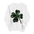 thumbnail image 1 of SDNall Chandail à Manches Longues pour Femmes, Imprimé Trèfle de la Saint-Patrick, Tunique Décontractée Ample à Col en V, 1 of 6