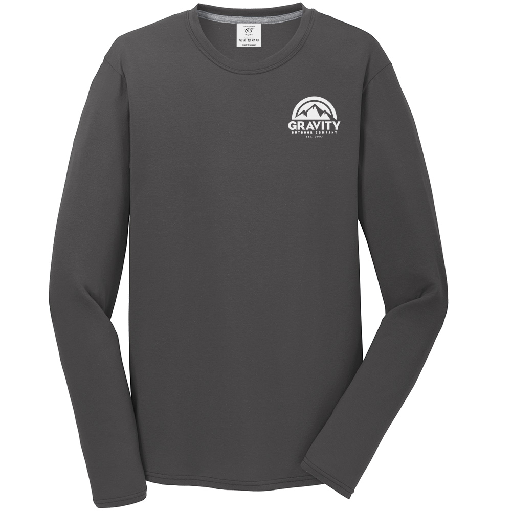Gravity Outdoor Co. Performance Long Sleeve Shirt - Charcoal - White Logo - M