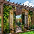 thumbnail image 1 of Rideaux d'Extérieur Imperméables Rideaux de Cour Rideaux Plantes Vertes et Fleurs Ensemble de 2 Pcs 5,9 Po, 1 of 6