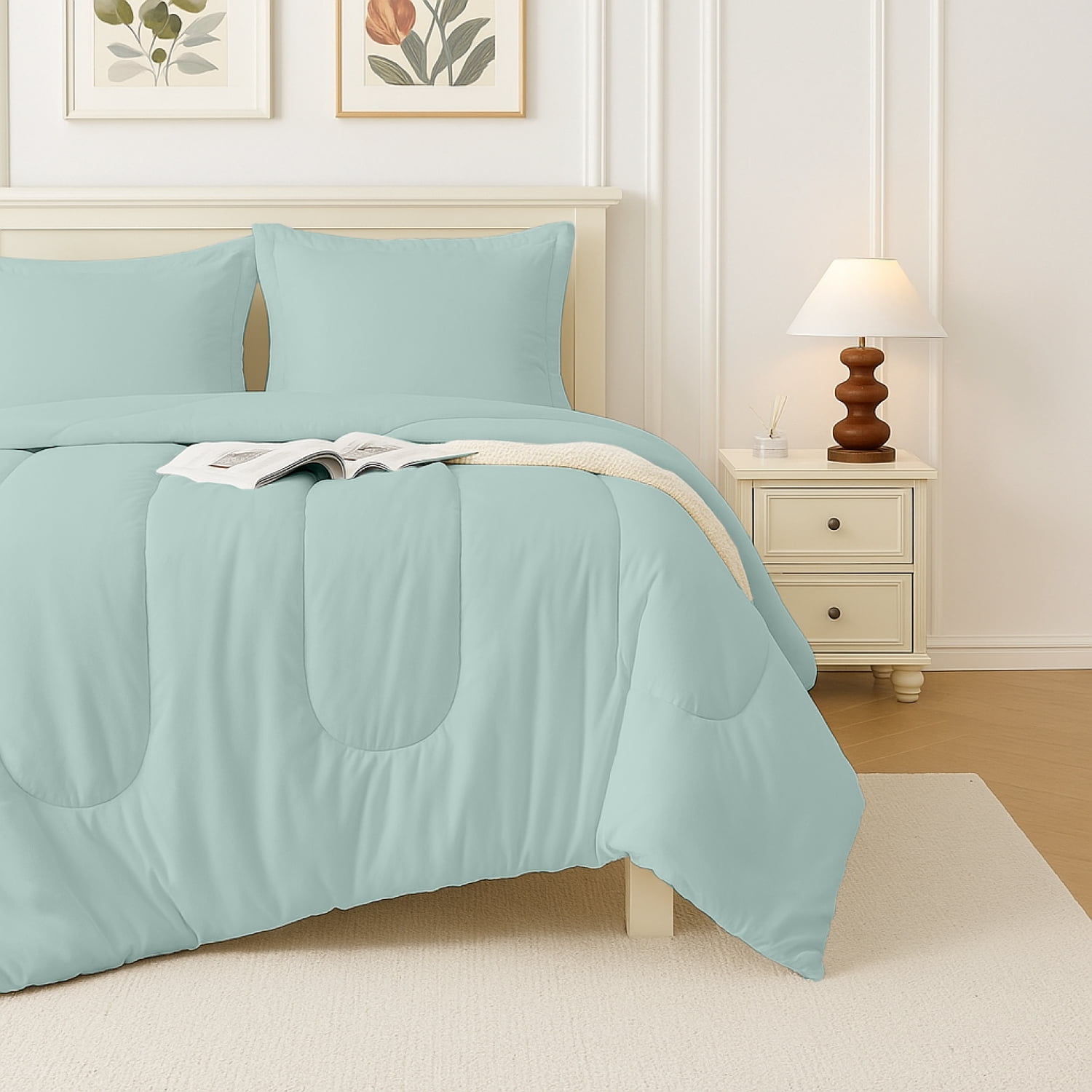 Beddora Ensemble de Couette Ultra-Douce 3 Pcs, Toutes Saisons, Sans Plis, Microfibre Légère, Hypoallergénique – Grand Gris Portuaire