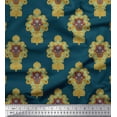 thumbnail image 1 of Soimoi Blue Heavy Satin Fabric Floral Damask Printed Fabric 1 Yard 54 Inch Wide, 1 of 3