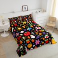 thumbnail image 4 of Erosebridal Two Groovy Party Bedding Full Comforter Set, Botanical Floral Down Comforter, Strawberry Potato Home Decor, Reversible 3pcs, 4 of 8