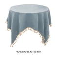 thumbnail image 2 of Bwiyojiz Home Decor Christmas Decorations 60%Cotton,40%Linen Other Decoration Waterproof and Oil Counteractive Tablecloth with Tassels Rectangular for Decorating Coffee Tables Dining, Blue, 2 of 6