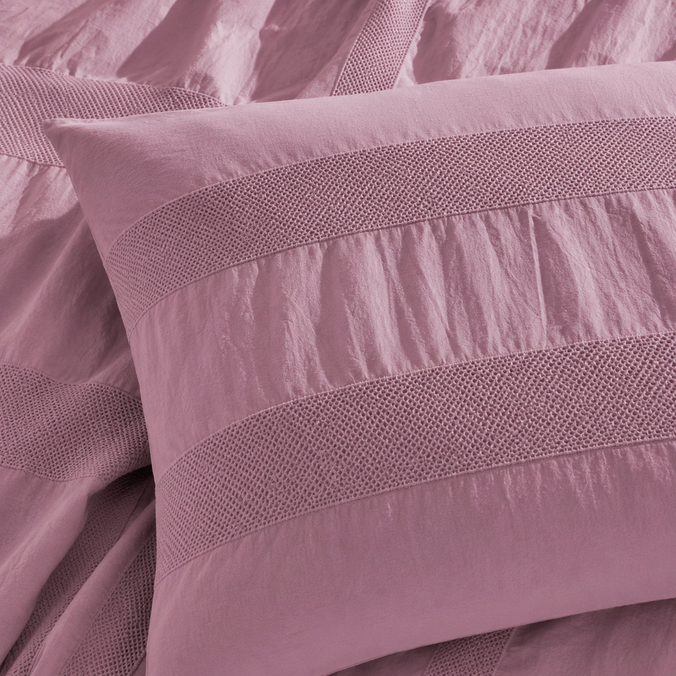 Swift Home Moselle Ensemble housse de couette texturée 100 % coton, Grand lit, Rose poudré