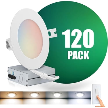 QPLUS Luminaire Mince Encastré en Pot de 4 Po à DEL avec Boîtier de Jonction, 10 W (=75 W), 750 Lumens, à Intensité Réglable, Homologué IC, ETL, Energy Star (4CS, Lot de 120)