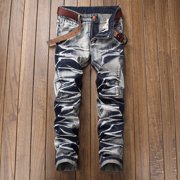 EGNMCR Pantalon léger pour homme, Pantalons à cargaison Hommes, Panalons en lin Hommes Pantalonne casual pour homme Bouton de poche lavé Tie-dye Survêtement Outdoor Casual Jeans Pantalonners Jeans pour homme