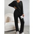 thumbnail image 3 of SUNSIOM Women’s Two Piece Outfits Set Long Sleeve V Neck Ribbed Knit Tops and Pants Set Loungewear, 3 of 6