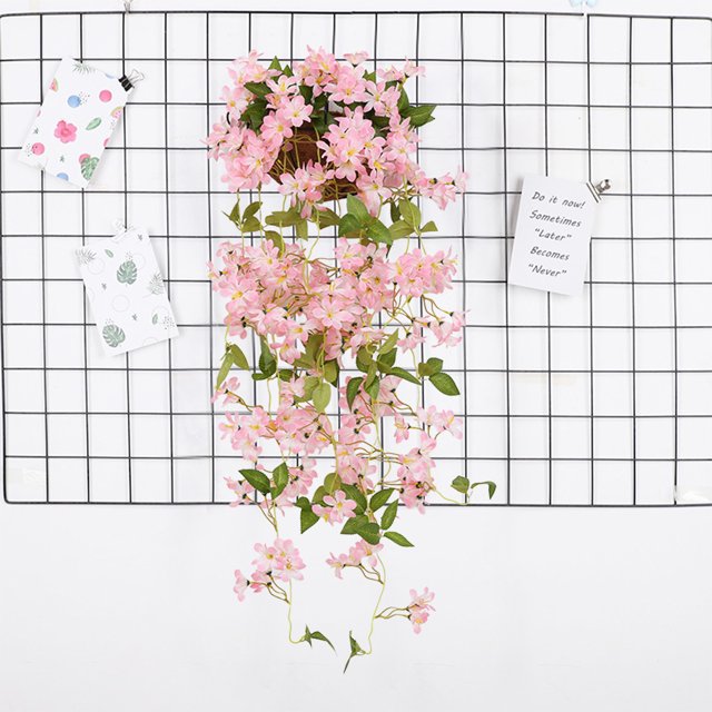 Wzzjkit Artificial Plants Simulation Spring Flowers Wall Hanging Orchid Vines Hanging Rattan Fake Plants for Home Decor Party Wedding Garden Table Office Patio Decoration Faux Plants