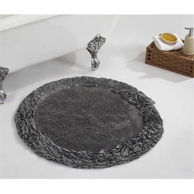 Better Trends Premium Bathroom 30 Round Mat 100% Cotton Water Absorbent Non-Slip Backing Machine Washable for Bathroom Tub and Shower Use Gray Shaggy Border Collection