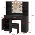 thumbnail image 2 of Luxurious Makeup Vanity Desk with 10 LED Lights - Versatile 3-Color Lighting, Adjustable Brightness, Vanity Set with 5 Drawers, 6 Open Shelves, 1 Cabinet, and Multiple Storage Options, 2 of 7
