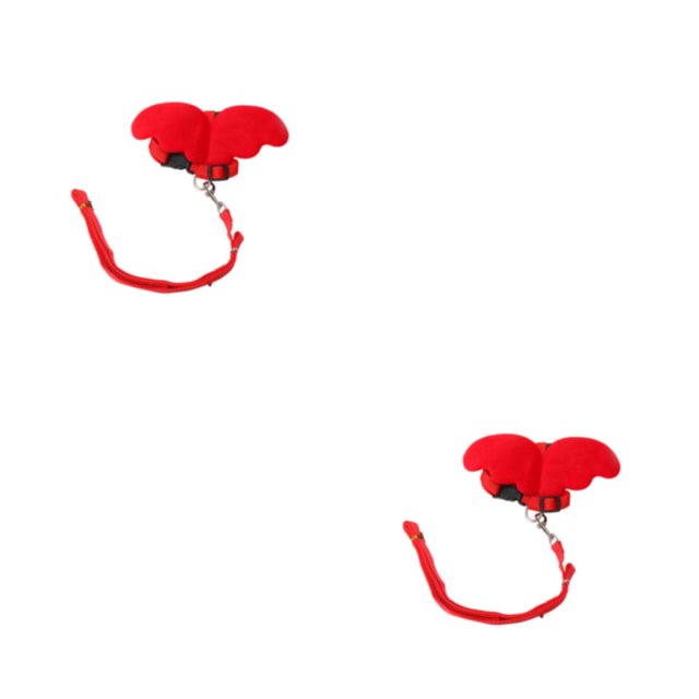 mmirethe 1/2/3/5 Angel Wing Rabbit Harness Cat Pet Leash Training Rope Outside Walking Accessories Clothes for Duck Hen Red XS 2PCS