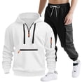 thumbnail image 2 of Mens Hooded Tracksuit, Long Sleeve Zipper Pocket Pullover and Drawstring Work Pants Set, Casual Two-Piece Outfit, 2 of 9