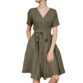 thumbnail image 1 of EIMELI Robe Décontractée pour Femme avec Nœud et Ceinture en Coton et Lin à Manches Courtes Robe Confortable de Plage, 1 of 9