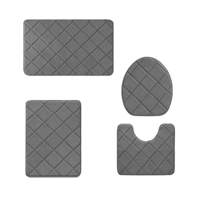 Rug for Bedroom Memory Foam Bath Mat 4 Set Bathroom Rugs for 4 Pcs Toilet Mats Universal Soft Comfortable Water Absorption Non-Slip Thick Machine Washable Easier To Dry Dark Christmas Decoration