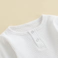 thumbnail image 3 of Baby Girl Knitted Ribbed Long Sleeve Ruffle Romper Bodysuit Onesie Tops, 3 of 6
