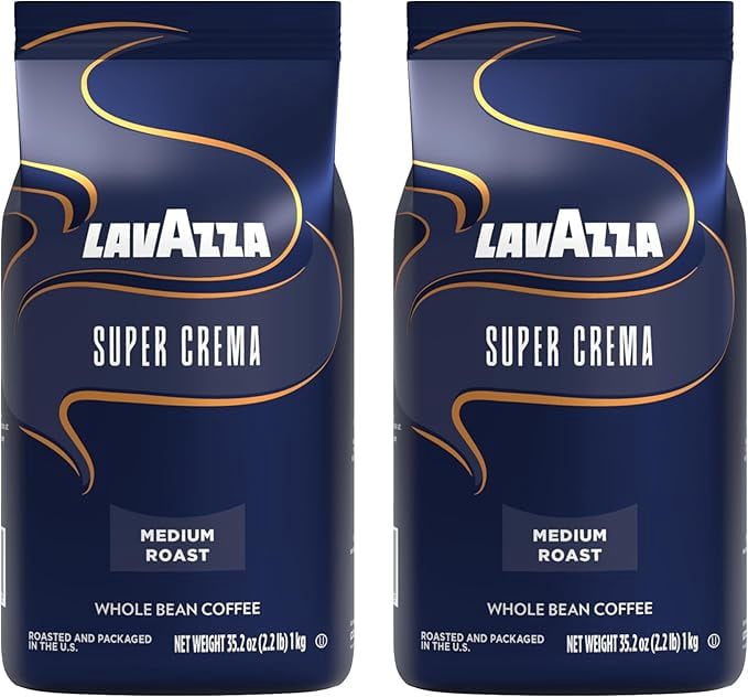 Café en grains Lavazza Super Crema Espresso, sac de 1 kg, paquet de 2