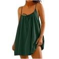 thumbnail image 4 of Sentmoon Robe de Fête Bohème Sans Manches à Col Rond Robes de Vacances Été Couleur Unie Coupe Régulière Robe à Bretelles Spaghetti Femme Respirante pour l'Été et Temps Chaud Vert P, 4 of 5