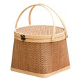 thumbnail image 1 of 1Pc Household Handle Basket Bamboo Woven Storage Basket Storage Container, 1 of 9