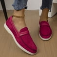 thumbnail image 2 of Mocassins Rouges pour Femmes à Enfiler Bout Rond Bout Fermé Semelle Plate Décontractés Printemps Été Chaussures Extérieur Intérieur Usage Quotidien Polyvalents Design Uni Taille 42, 2 of 9