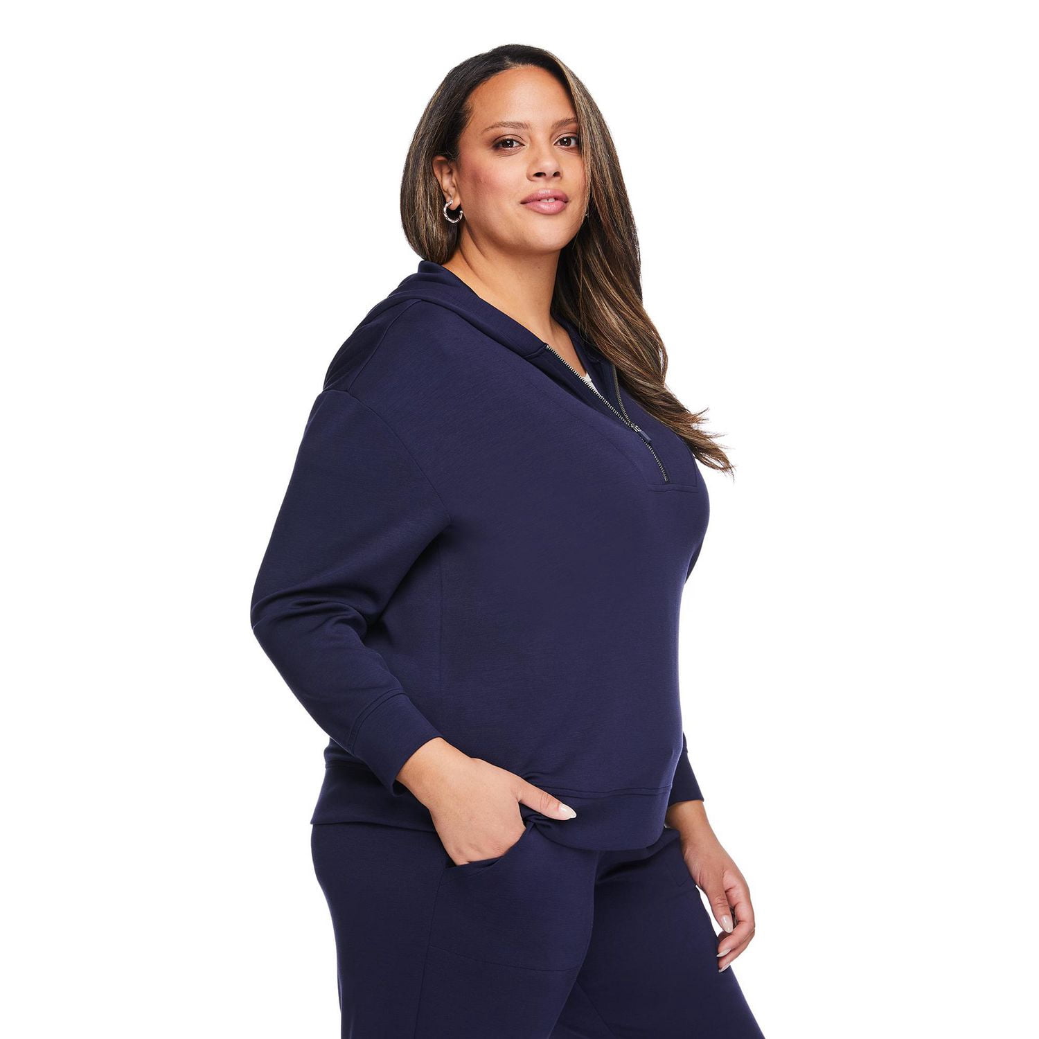 Haut à capuchon avec fermeture éclair quart de longueur Lane Bryant Plus pour femmes